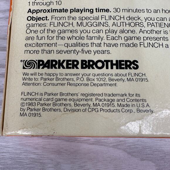 Vintage Flinch 1983 Parker Brothers Card Game A Family Tradition Full Set Age 8+ - Picture 4 of 4